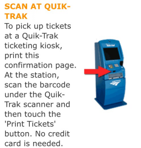 アムトラックのチケットをもらう