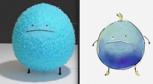 Blender: ぬいぐるみ毛糸玉キャラ