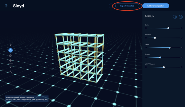 3Dモデル生成ツールSloyd出力画面