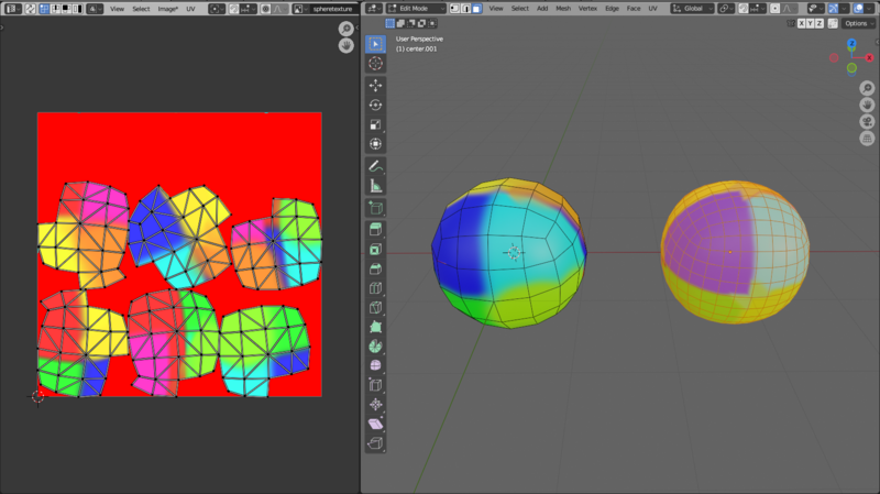 右の球体のUV展開図