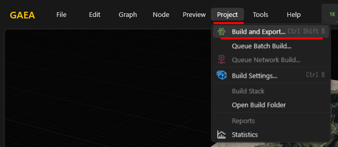 Gaeaのビルドメニュー