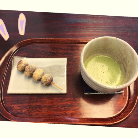 美観地区のおざきやのきび団子と抹茶セット